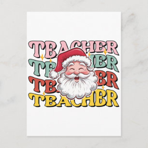 Teacher Gift Santa Teacher Holiday Postcard