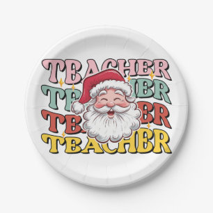 Teacher Gift Santa Teacher Paper Plate