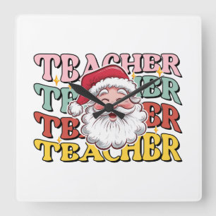 Teacher Gift Santa Teacher Square Wall Clock