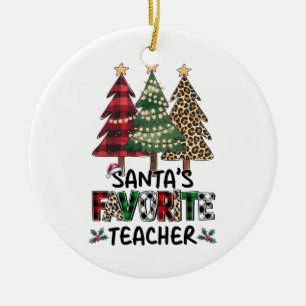 Teacher Gift Santa's Favourite Teacher Ceramic Tree Decoration