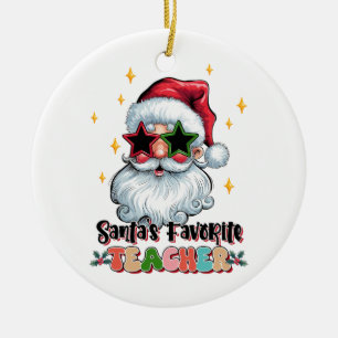 Teacher Gift Santas Favourite Teacher Ceramic Tree Decoration