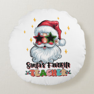 Teacher Gift Santas Favourite Teacher Round Cushion