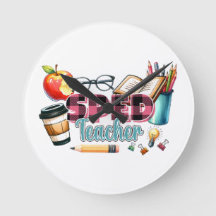 Teacher Gift Sped Teacher Round Clock