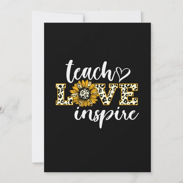 Teacher Gift Teach Love Inspire Leopard Invitation (Front)