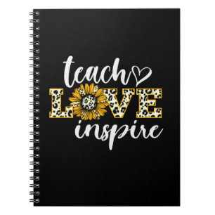 Teacher Gift Teach Love Inspire Leopard Notebook