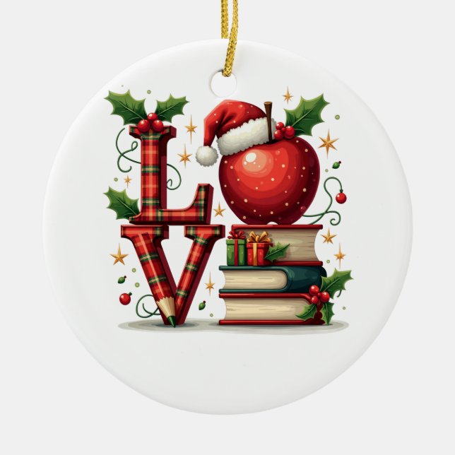 Teacher Gift | Teacher Love Ceramic Tree Decoration (Front)