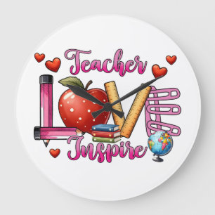 Teacher Gift Teacher Love Inspire Large Clock