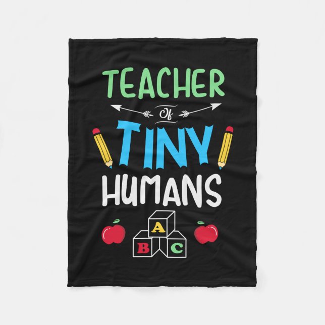 Teacher Gift Teacher Tiny Humans Fleece Blanket (Front)