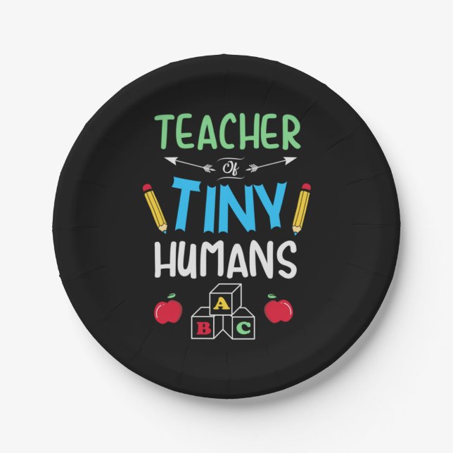 Teacher Gift Teacher Tiny Humans Paper Plate (Front)