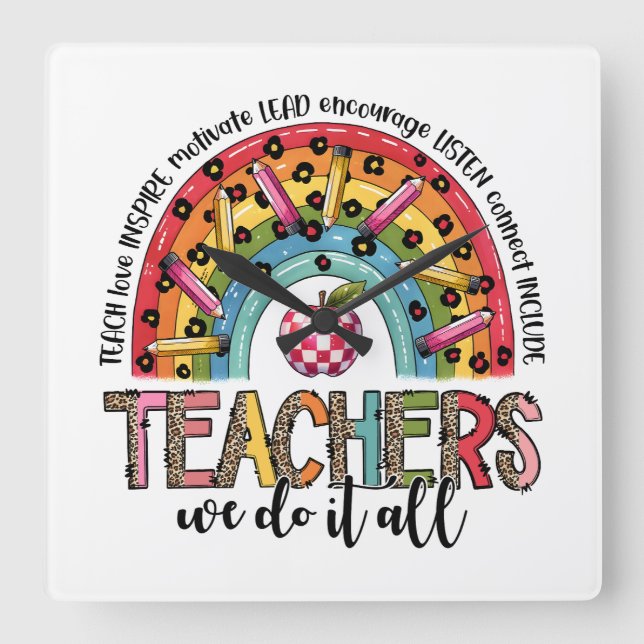 Teacher Gift | Teachers We Do It All Square Wall Clock (Front)