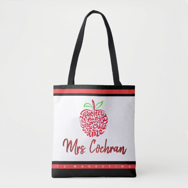 Teacher Gift Tote Apple Student Custom School xmas Bag (Front)