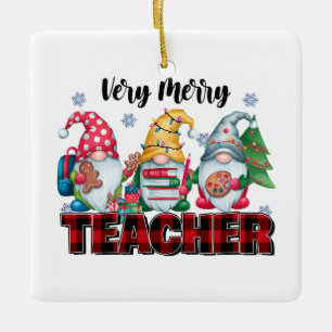 Teacher Gift Very Merry Teacher Ceramic Ornament
