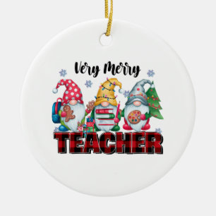 Teacher Gift Very Merry Teacher Ceramic Tree Decoration