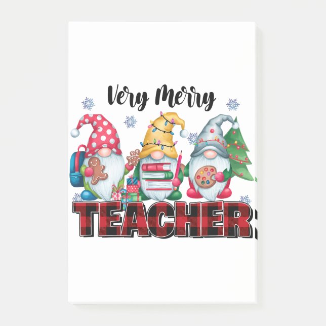 Teacher Gift | Very Merry Teacher Post-it Notes (Front)