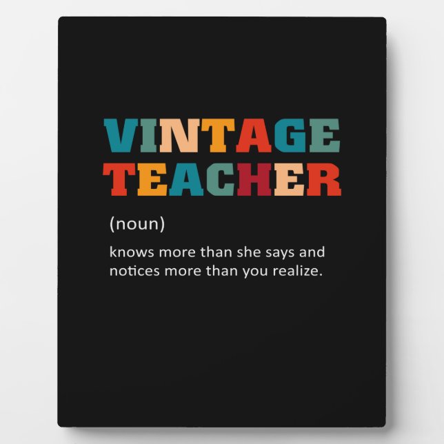 Teacher Gift Vintage Teacher Plaque (Front)