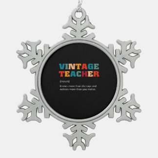 Teacher Gift Vintage Teacher Snowflake Pewter Christmas Ornament