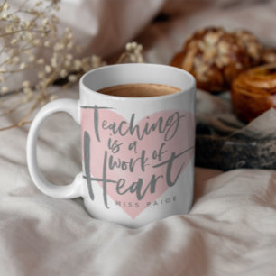 Teacher gift watercolor heart coffee mug