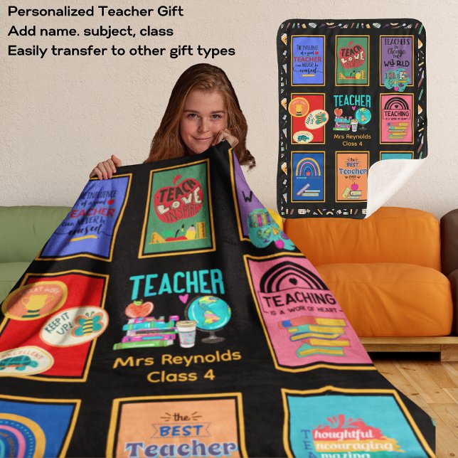 Teacher Gifts Quotes Funny Appreciation Retirement Fleece Blanket (Creator Uploaded)