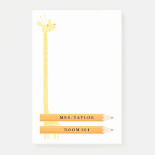 Teacher Giraffe Personalised Post It Notes