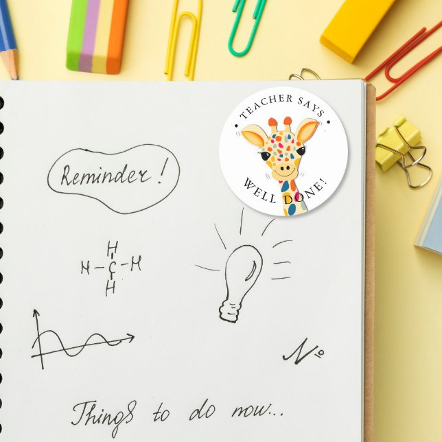 Teacher Giraffe Well done student Classic Round Sticker (Creator Uploaded)