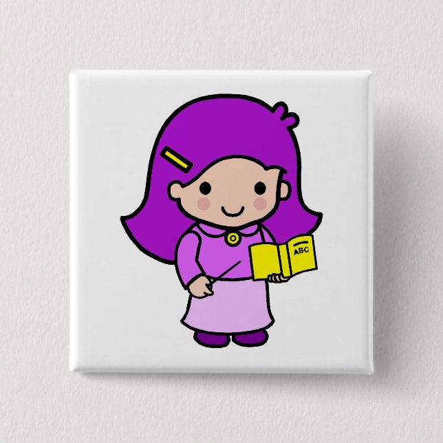 Teacher Girl 15 Cm Square Badge (Front)