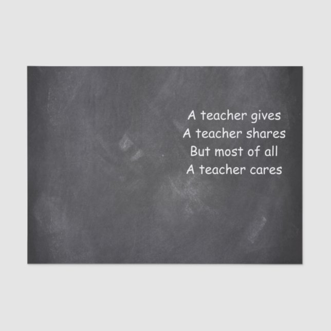 Teacher Gives Shares Cares Chalkboard Gift Idea Tissue Paper (Front)
