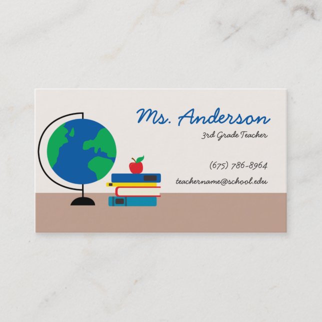 Teacher Globe Business Card (Front)
