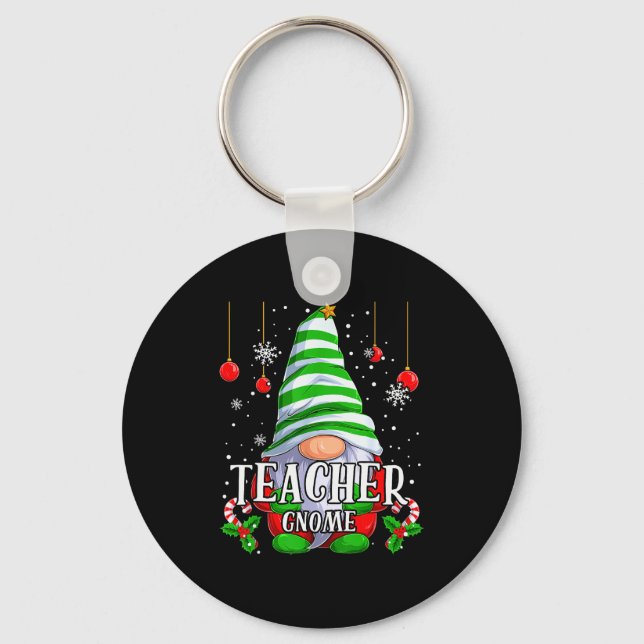 Teacher Gnome Christmas Pajamas Matching Family Gr Key Ring (Front)