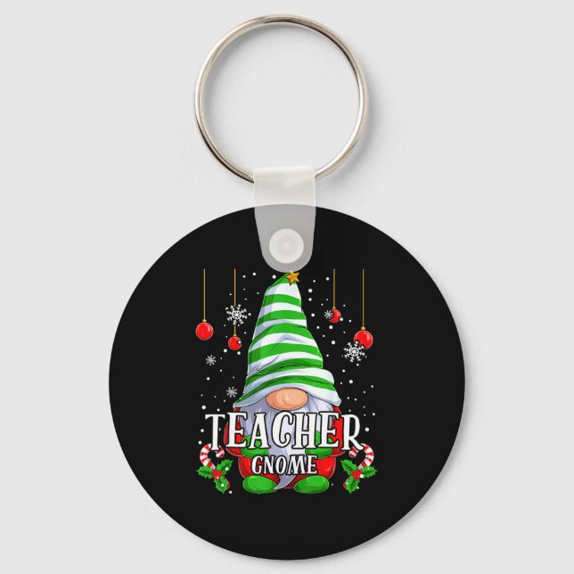 Teacher Gnome Christmas Pajamas Matching Family Gr Key Ring (Front)
