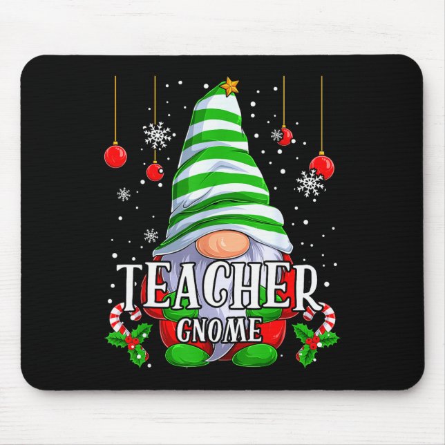 Teacher Gnome Christmas Pajamas Matching Family Gr Mouse Mat (Front)