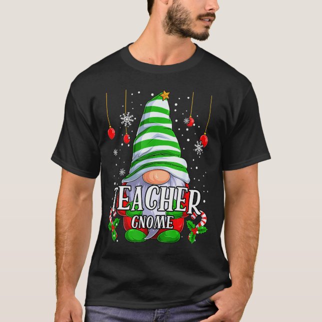 Teacher Gnome Christmas Pajamas Matching Family Gr T-Shirt (Front)