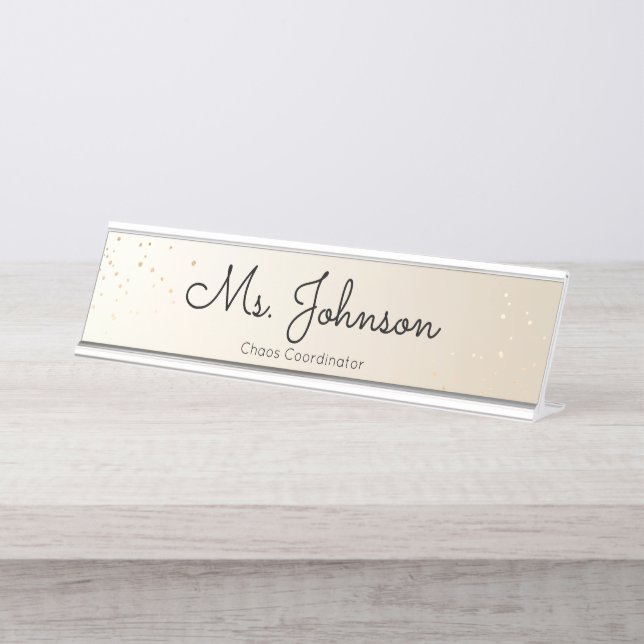 Teacher Gold and Glitter Desk Name Plate (Front)