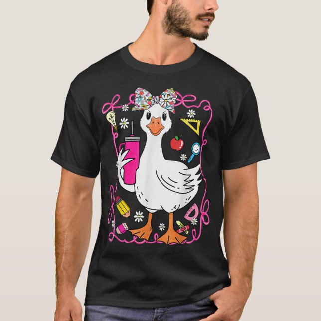 Teacher Goose Back To School Animal T-Shirt (Front)