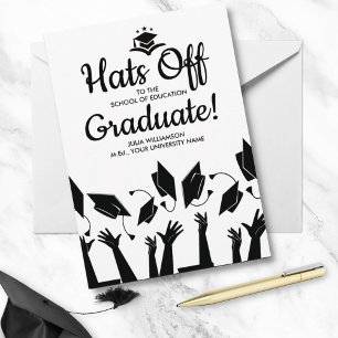 Teacher Graduation Hats Off Grad Photo Party Invitation