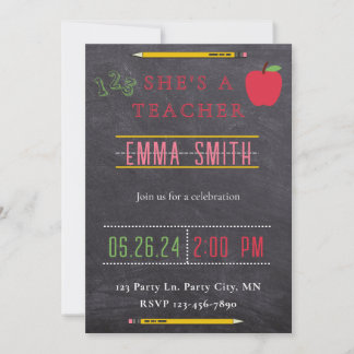 Teacher Graduation Invitation Chalkboard Invite