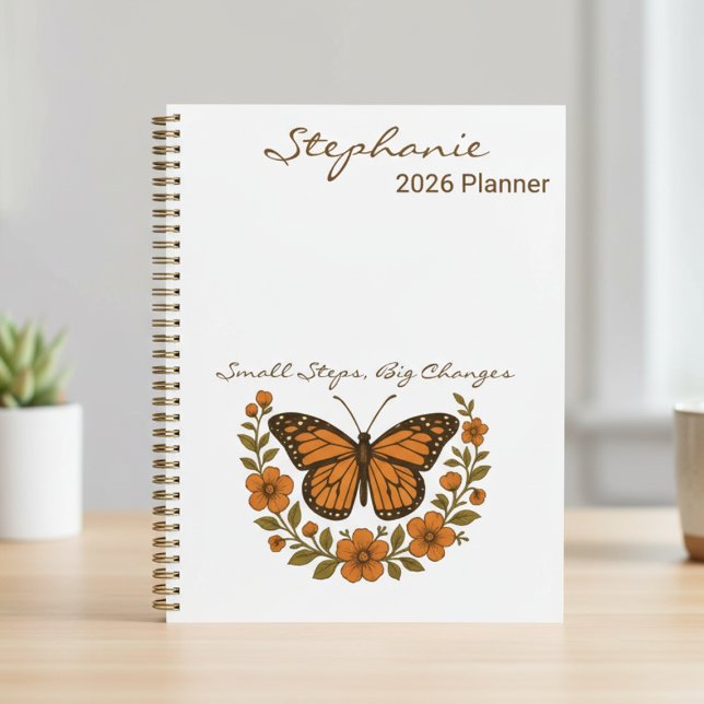 Teacher Graduation Wildflower Butterfly Gift Planner (Vintage monarch butterfly and wildflower planner — a perfect graduation gift for her or teacher)