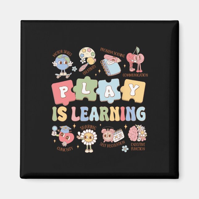 Teacher Groovy Play Is Learning Ck To School  Magnet (Front)