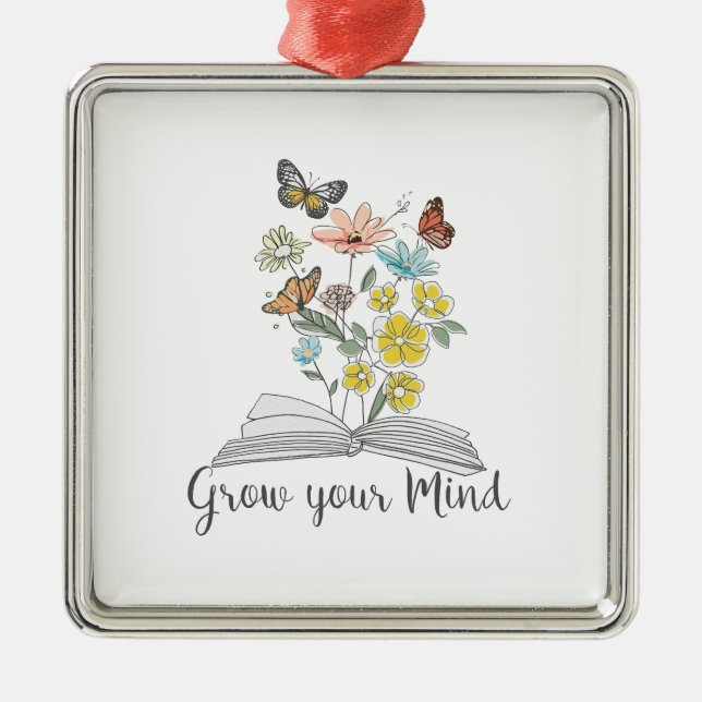 Teacher Grow Your Mind Metal Tree Decoration (Front)