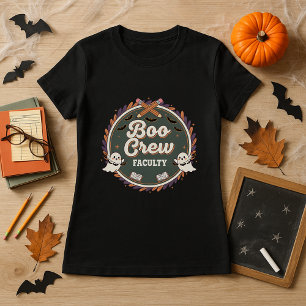 Teacher Halloween Boo Crew Faculty Staff Ghost  T-Shirt