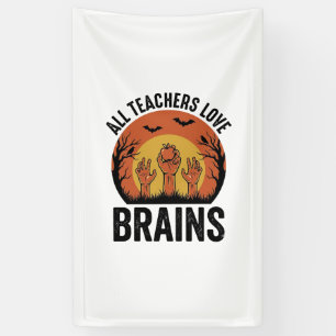Teacher Halloween Brains Vintage Vector Design_1 Banner