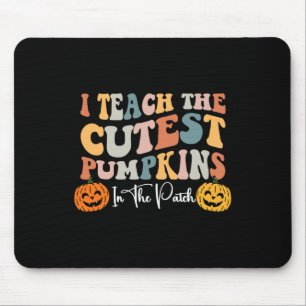 Teacher Halloween Cutest Pumpkins Retro Teacher Fa Mouse Mat