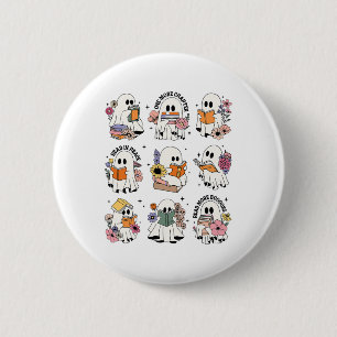 Teacher Halloween Ghost Book Reading Librarian Boo 6 Cm Round Badge