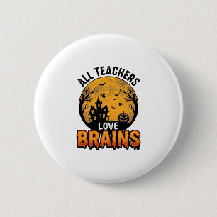 Teacher Halloween Love Brains Vintage Design_1 6 Cm Round Badge
