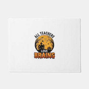 Teacher Halloween Love Brains Vintage Design_1 Doormat