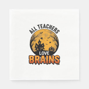 Teacher Halloween Love Brains Vintage Design_1 Napkin