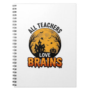 Teacher Halloween Love Brains Vintage Design_1 Notebook