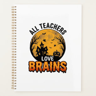 Teacher Halloween Love Brains Vintage Design_1 Planner
