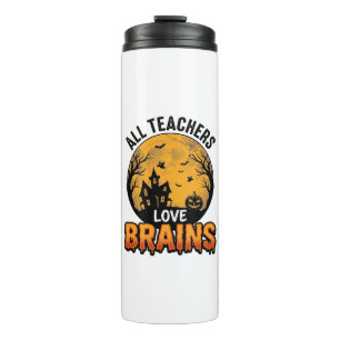 Teacher Halloween Love Brains Vintage Design_1 Thermal Tumbler