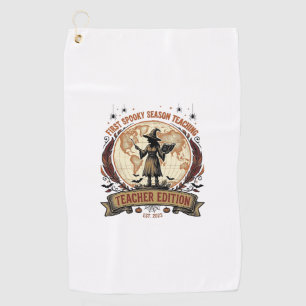 Teacher Halloween Shirt for First Spooky Season Te Golf Towel