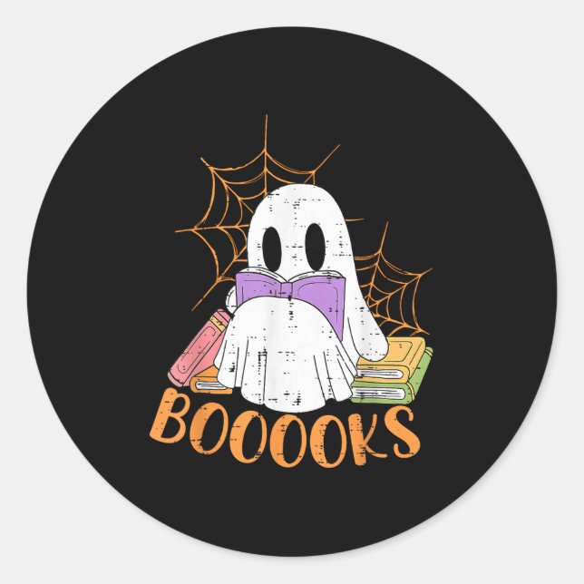 Teacher Halloween Shirt Ghost Teacher Book Library Classic Round Sticker (Front)